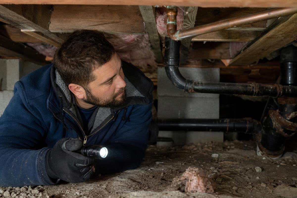 frozen pipe prevention inspection in Ukiah area crawl space