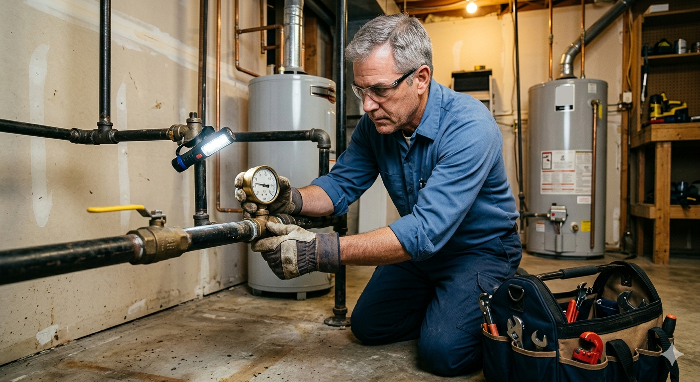 Residential natural gas meter and shutoff valve